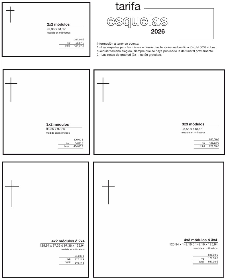 Tarifas de esquelas en Diario Córdoba 2025 (1)